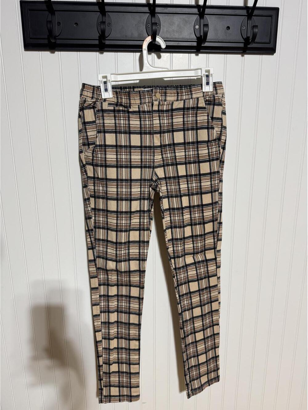 Urban Outfitters Beige and Black Plaid Stretch Pants Size S